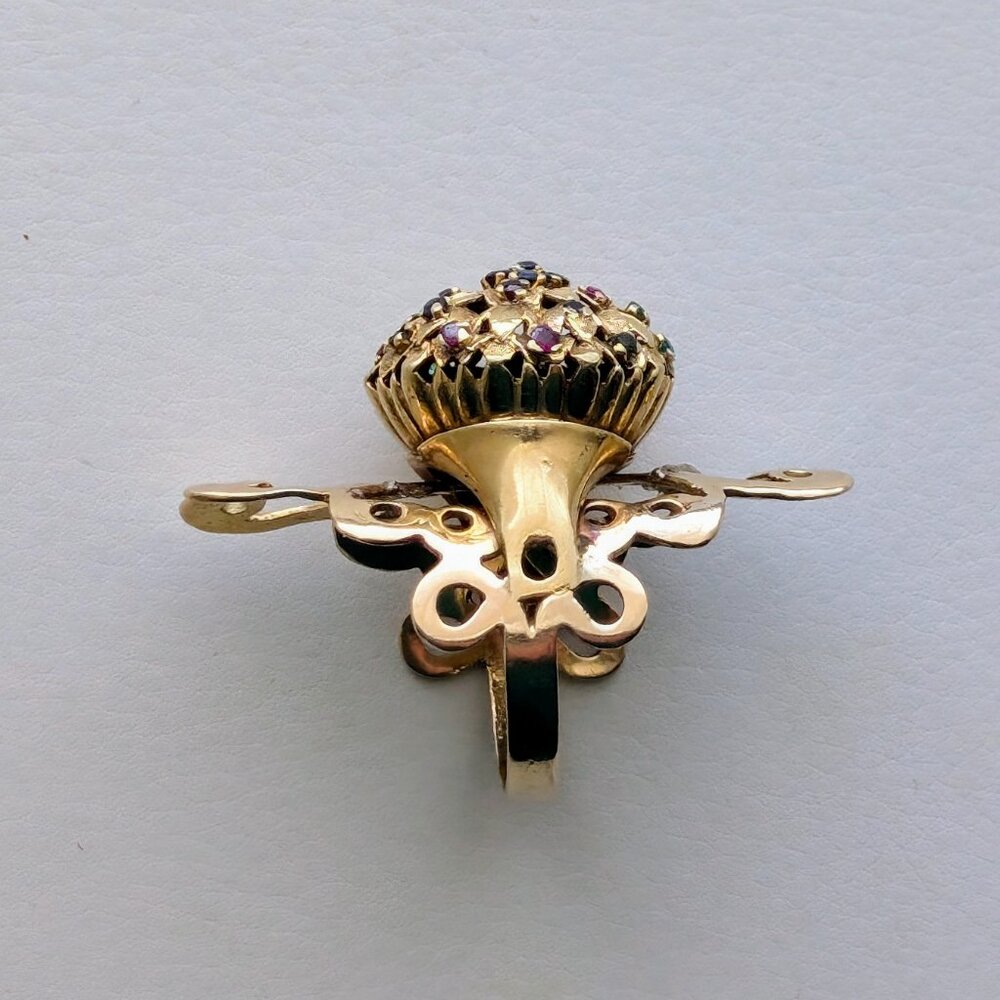 Antique Large Solid 14k Yellow Gold Ruby Sapphire… - image 3